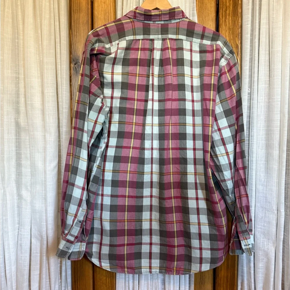 Ralph Lauren Men's Checkered Shirt - Burgundy and Gray